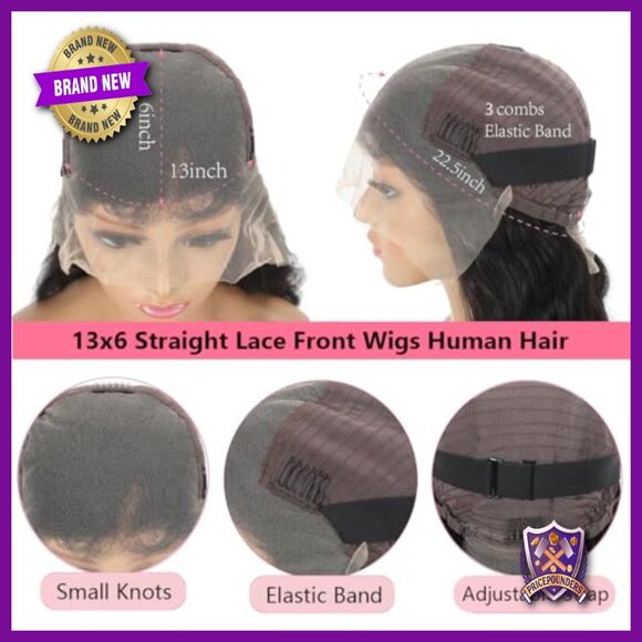 13x6 Straight Lace Front Human Hair Wig 180% Density Glueless Pre Plucked main image 6